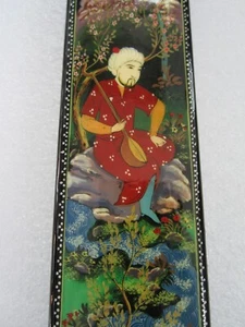 OLD SOVIET RUSSIA PALEKH HAND PAINTED ISLAMIC MOTIFS LACQUER WOOD JEWELRY BOX - Picture 1 of 17