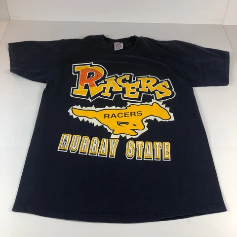 VTG Murray State Racers Basketball Shirt Adult Large Blue Big Logo Graphic Tee Cover