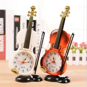 Violin Alarm Clock Plastic Musical Instrument Model Home Desktop Decoration - Picture 1 of 7