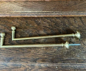 Vintage PAIR French Gold Brass Drapery Curtain Tiebacks Holdback Ball Hooks 8” - Picture 1 of 24