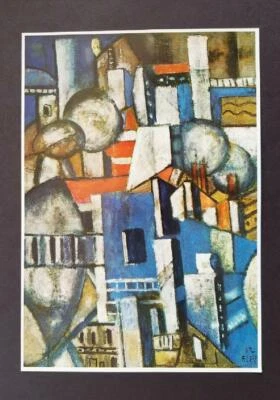 Litografía a color Fernand Leger "Paris Rooftops" montada offset 1971 Foto 1 de 4