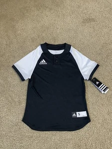 Adidas Youth Climalite Shirt Jersey DK 2.0 Henley Black And White Size Small - Picture 1 of 8