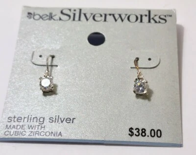 Pendientes colgantes Belk Silver Works de plata de ley con circonitas cúbicas nuevos con etiquetas Foto 1 de 4