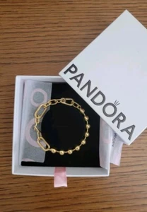 New Pandora Gold Plated Bead & Link Chain Charm Bracelet Layering Gift 562793C00 - Picture 1 of 3