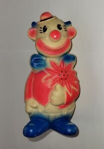 Vintage Rubber Squeaky Toy Happy Clown With Flower Circa 1960s Weak Squeaker