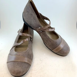 Ziera Brown Taupe Xray Z Strap Mary Janes Flats 42 11.5 XW Extra Wide NO INSOLES - Picture 1 of 11