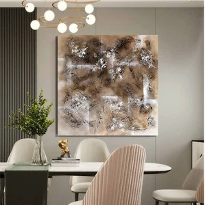 Wabi Sabi Japan style texture white flowers on texture brown background - Picture 1 of 12
