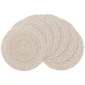 6 Pack 15 Inch Round Braided Cotton Placemats for Kitchen Dining Table - Picture 1 of 9
