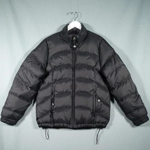 LL Bean Puffer Jacket Mens Large Black Goose Down Feather Full Zip Long Sleeve - Picture 1 of 22