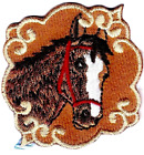 Horse embroidered patch fabric applique iron on stallion farm animal 2 inch