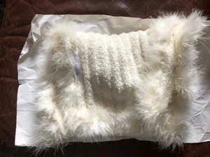 NUEVO SIN ETIQUETAS WHITE HOUSE BLACK MARKET BLANCO/CREMA BUFANDA ABRIGO CON RIBETE DE PIEL SINTÉTICA - Imagen 1 de 5