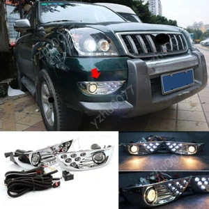 For Toyota 2004-2008 Prado LED Daytime Running Lights Halogen Front Fog Lamp 2PC - Picture 1 of 12