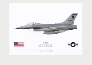 Warhead Illustrated F-16C 10th TFS 50th TFW Hahn AB #310 Aircraft Print - Imagen 1 de 3