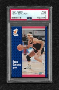 1991 Fleer #108 Kevin Edwards PSA 9 MINT POP 1 ONLY 1 HIGHER MIAMI HEAT  - Bild 1 von 1