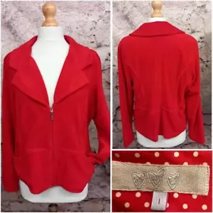 PER UNA M&S STYLISH RED FLEECE JACKET TOP JUMPER ZIP FRONT SIZE Large - Picture 1 of 13
