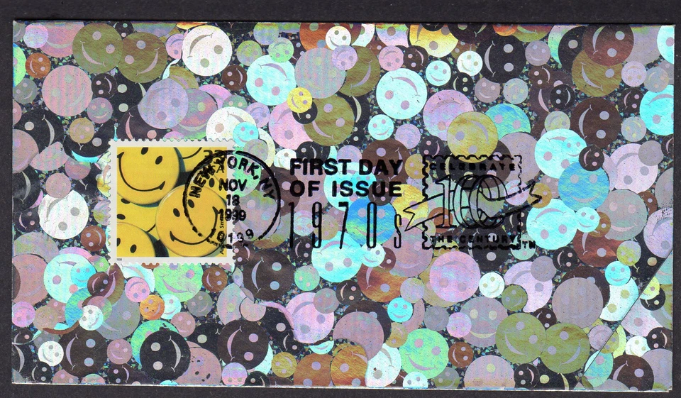 1999 Celebrate 1990s SMILEY FACE BUTTON(s) (Scott 3189m) - CARS Inc. FDC NR143 - Image 1 of 1