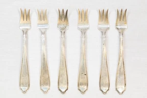 Set of 6 SSMC La Tosca STERLING SILVER COCKTAIL FORKS "W" Initial 66 grams (KMT) - Picture 1 of 7