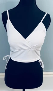 New ROMWE Crop Top Tank Top Sleeveless Drawstring Ties Small Bust 26.5” - 33” - Picture 1 of 8