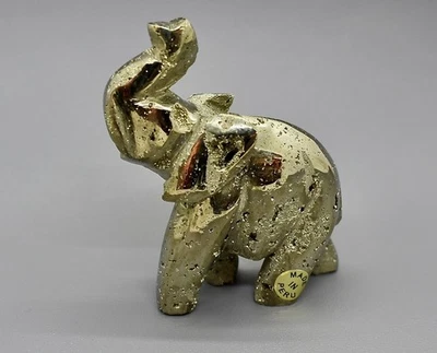 ELEFANT aus PYRIT +Handarbeit+Natur+Edelstein+Mineralien+ 10x9x3 cm / 330 Gramm - Bild 1 von 4