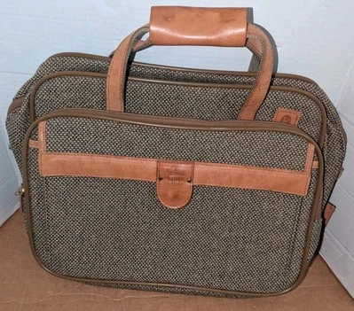 Vtg Hartmann Tweed & Leather Luggage Briefcase Bag Shoulder Overnight Carry On - Image 1 of 4