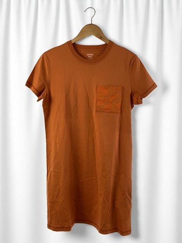 HERMÈS Abito HERMES arancione cotone manica corta tasca petto taglia 38 #EF BZA