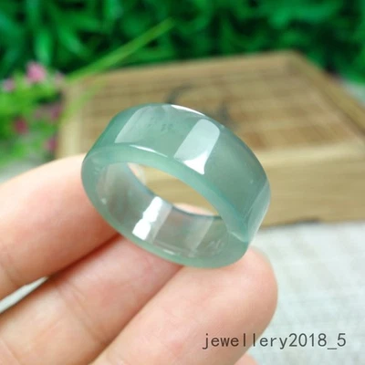 Сертифицированный ледяной зеленый Бирма 100% натуральный жадеит нефрит кольцо 指环 戒指 США.8.5 # - Изображение 1 из 4