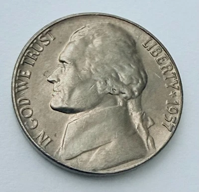 1957 P Jefferson Nickel 5C. AU Condition #2389 - Image 1 of 2