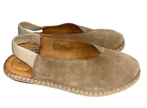Born Shilo Women's Suede Slingback Espadrille Flats Size 10 Beige - Picture 1 of 10
