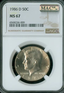 1986 D Kennedy Half Dollar NGC MS 67 PQ MAC MAK MAKELLOS * - Bild 1 von 4