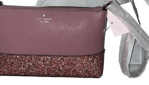 Piccola borsa a tracolla Kate Spade Ramey rosa glitter peonia polverosa NUOVA con etichetta - Foto 1 di 8