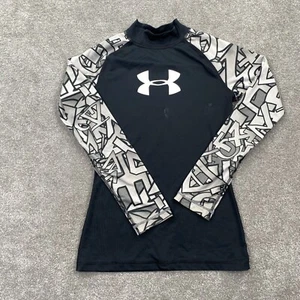 Under Armour Heatgear Swimwear Rash Guard Shirt Top Youth Size M Black Ivory - Picture 1 of 11