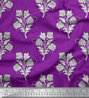 Soimoi Velvet Fabric Leaves & Floral Block Decor Fabric Printed-W12