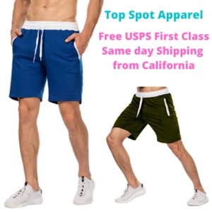 Men's Shorts Casual Street Wear Fitness Running Training Athletic Gym Wear - Picture 1 of 11