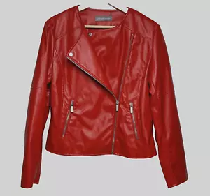 Bagatelle Moto Giacca in Finta Pelle MEDIA Rosso Asimmetrico Vegano Corto Biker - Foto 1 di 14