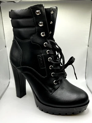 Guess Womens Talore Heeled Hikers Lug Sole Lace Up Bootie - Size 9, Black NIB - Image 1 of 4