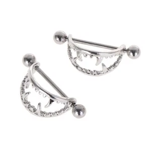 for Sharp Mouth Teeth Nipple Rings for Lady Women 2 Pcs/Set Nipple Piercing Barb - Picture 1 of 8