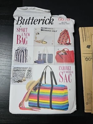 Butterick 6678 TOTE BAGS Sport Grocery Book Beach Backpack Sewing Pattern UNCUT - Image 1 of 4