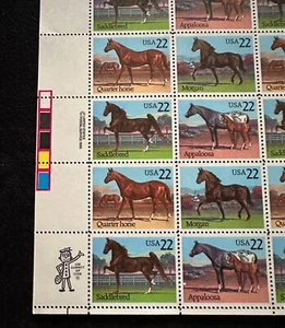 Scott #2155-58 American Horse Breeds U.S. Stamps Sheet of 40 1985 22 cents MNH - Picture 1 of 3