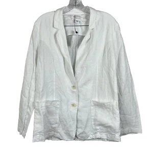 Velvet by Graham & Spencer Women's Blazer Lenny 100% Linen White Two Button New - Picture 1 of 8