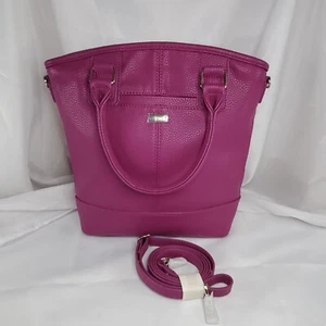 Jewell By Thirty-One Fuchsia Pebbled Faux Leather Tote Bag Crossbody Strap - Picture 1 of 12