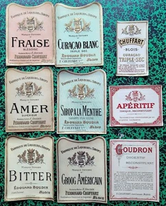 Dépt 41 Blois Beau Lot 9 Etiquettes Différentes Neuves Distillerie Chuffart 1910 - Picture 1 of 1