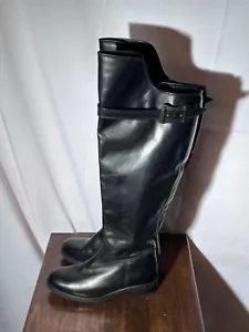 DUO Stiefel schwarz Leder kniehohe Reitstiefel EU (35) US (4,5) - Bild 1 von 12