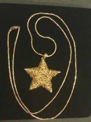Veronese 意大利黄金 Vermeil 线包裹星星吊坠项链 41.5 克 # 278 — 第 1/4 张图片