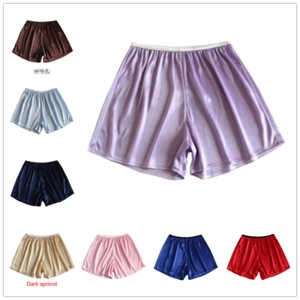 Women Faux Silk Satin Shorts Underwear Petticoat Underpants Soft Safty Loose Red - Picture 1 of 27