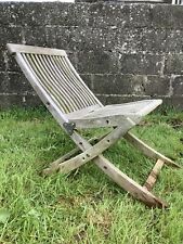 Silvered Weathered Solid Teak Garden Single Slated Outside Chair 2`2"H