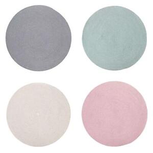 Round Children's Nursery 90cm Rug Natural Living Glitter Pink Grey Blue Cream