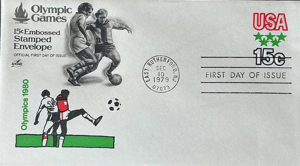  Artcraft U596 Soccer Official FDC US Olympics 1980 East Rutherford NJ  - Image 1 of 1
