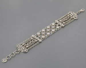 Retired Silpada 1" Wide Sterling Silver CZ Multi-Chain CAVALIER Bracelet B2711 - Picture 1 of 7