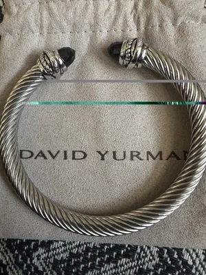 Brazalete David Yurman Diamante y Ónix Negro Cable, Plata de Ley 7mm Foto 1 de 4
