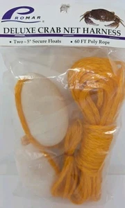 Promar NE-103 Deluxe Crab Net Harness Kit 2 - 5" Secure Floats 60' Poly Rope - Picture 1 of 8
